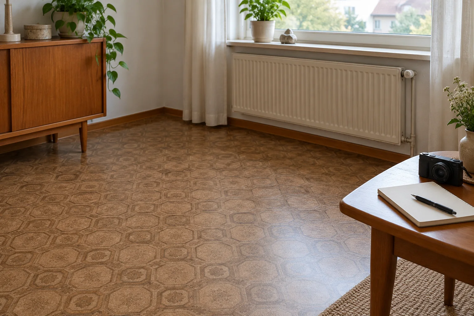 Symbolbild: Unveränderter älterer Bodenbelag vor der Klärung der Materialien
