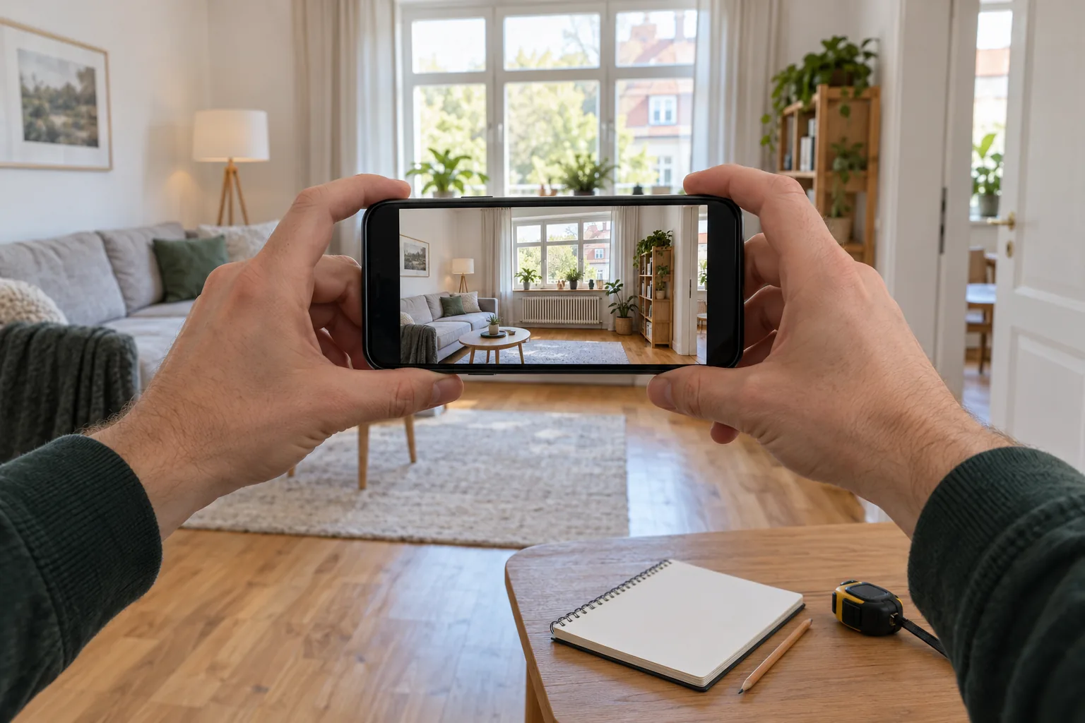 Symbolbild: Raumfotos mit dem Smartphone für eine Vermittlungsanfrage