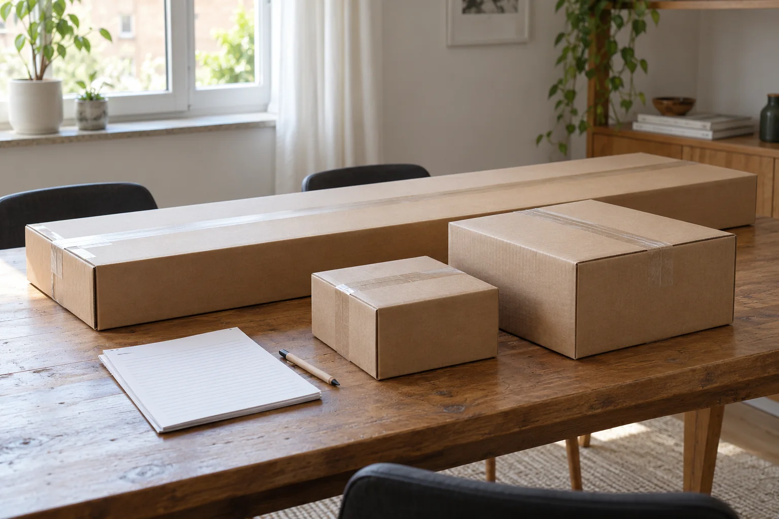 Symbolbild: Verpackte vorgefertigte Bauprodukte und begleitende Unterlagen